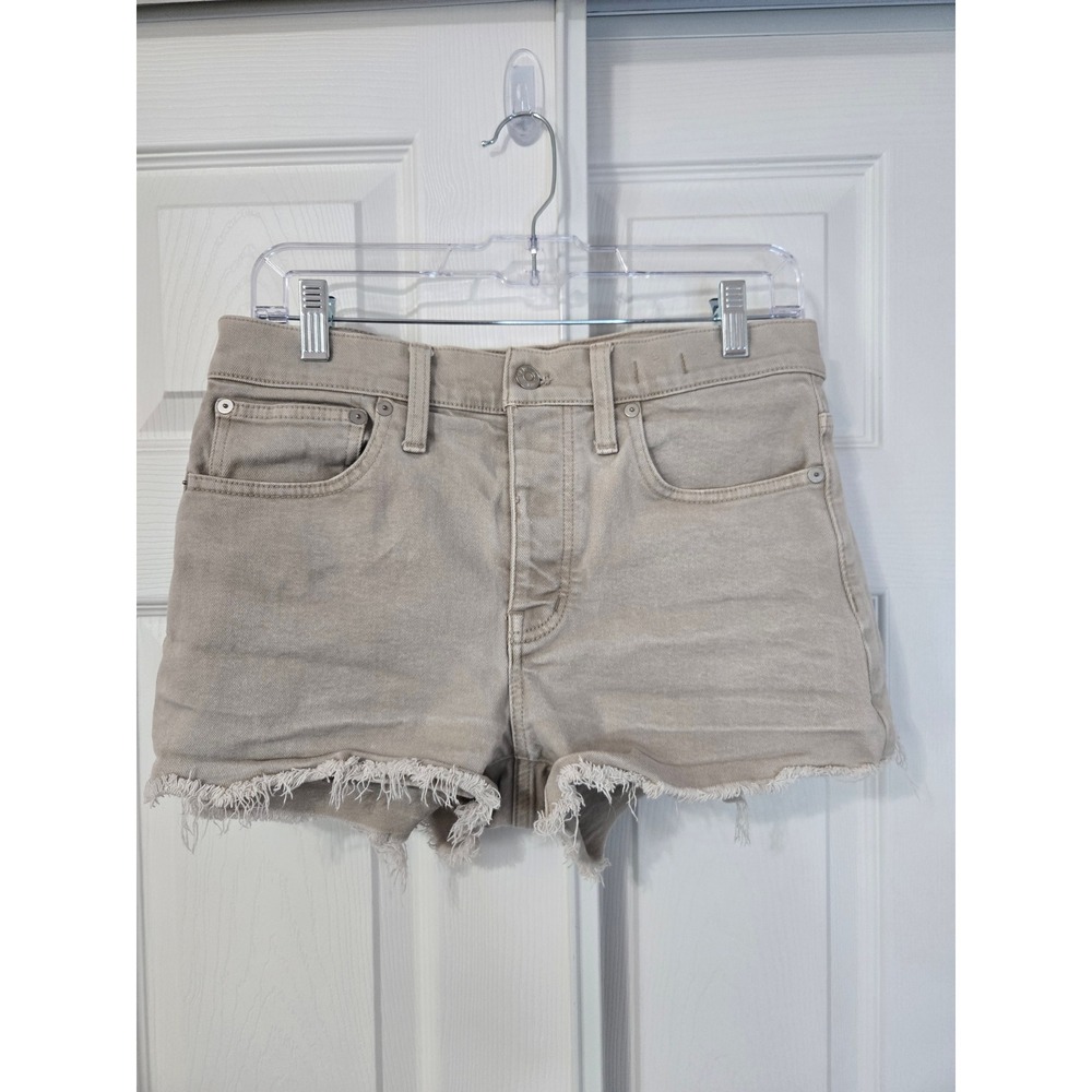 Madewell High Rise Relaxed Denim Shorts Khaki Button Fly Cutoffs Womens 26